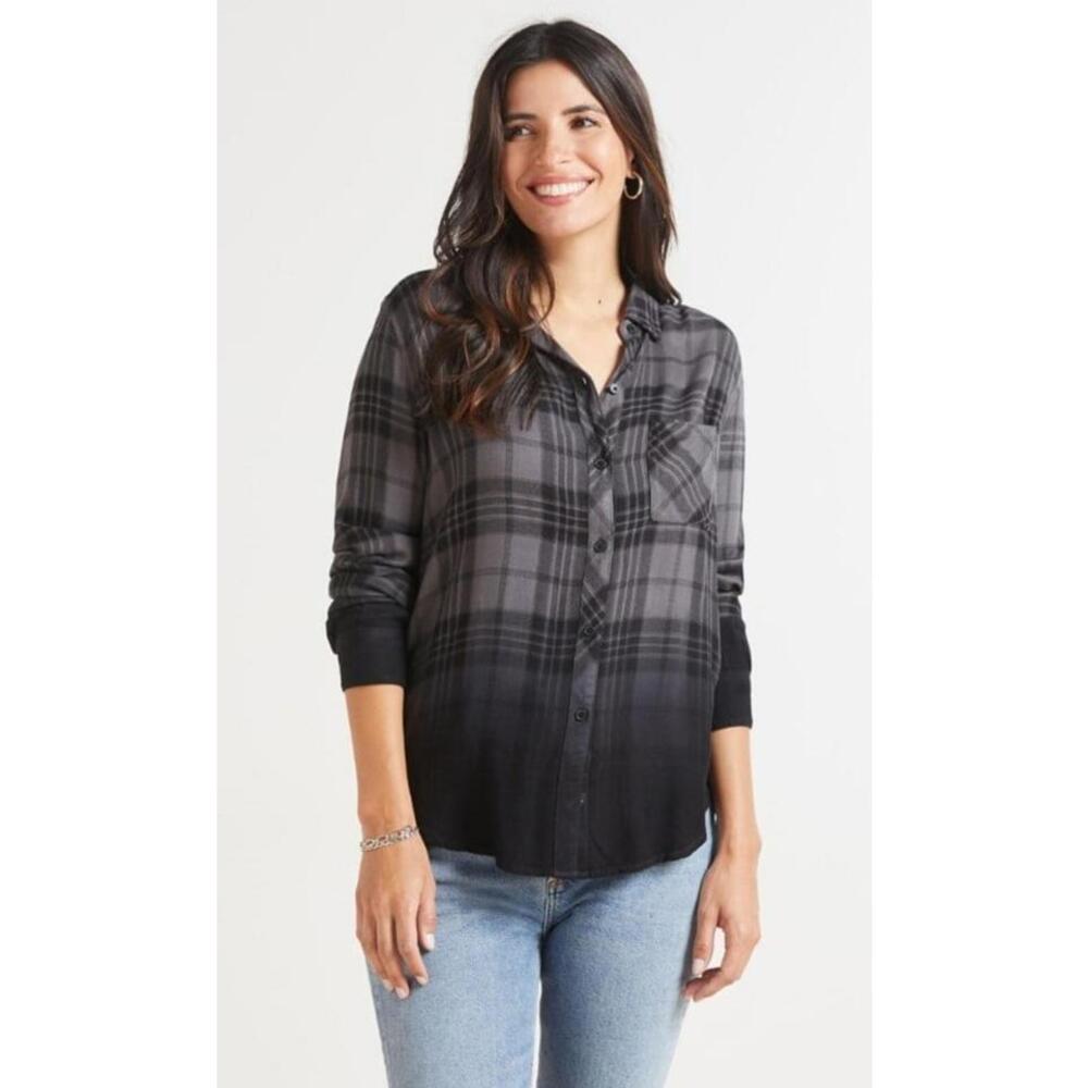 Rails Hunter Dip Dye Ombre Plaid Button Down